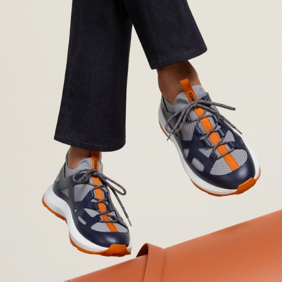 Hermès Katana Sneakers – Knit & Calfskin, Size 40, Box, Dust Bags, Receipt - Picture 6 of 7